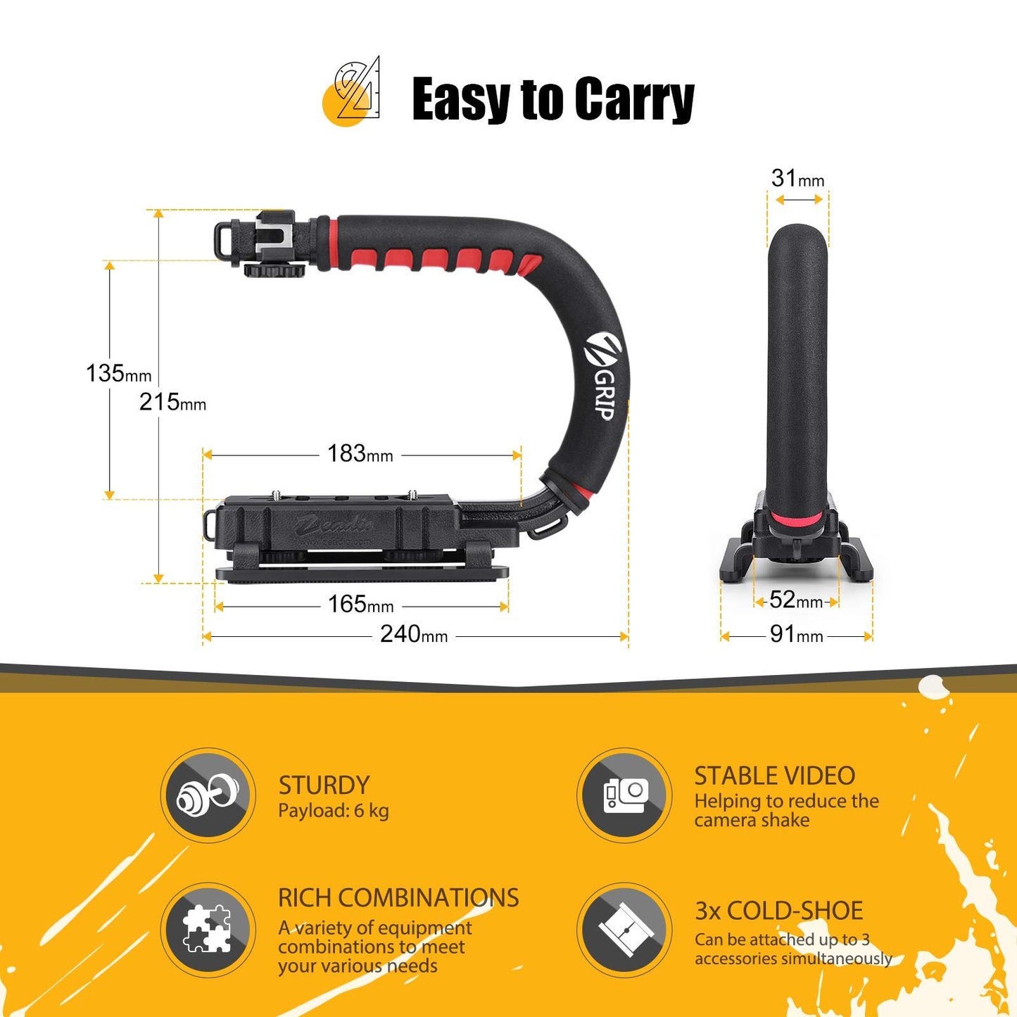 Estabilizador Portátil Universal – Compatible con Cámaras de Acción, Videocámaras y Smartphones